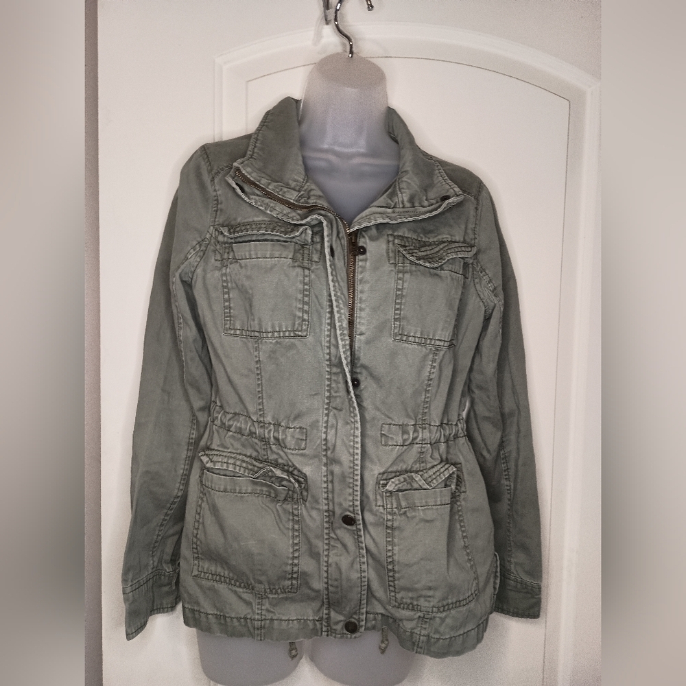 HOLLISTER Vintage Outdoor M Light Green Sage Utility Jacket- (#1,063)